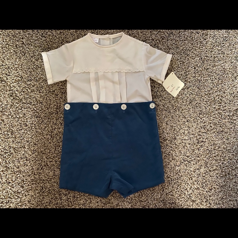 NWT Cream and dusty blue one piece romper